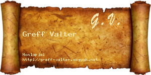 Greff Valter névjegykártya